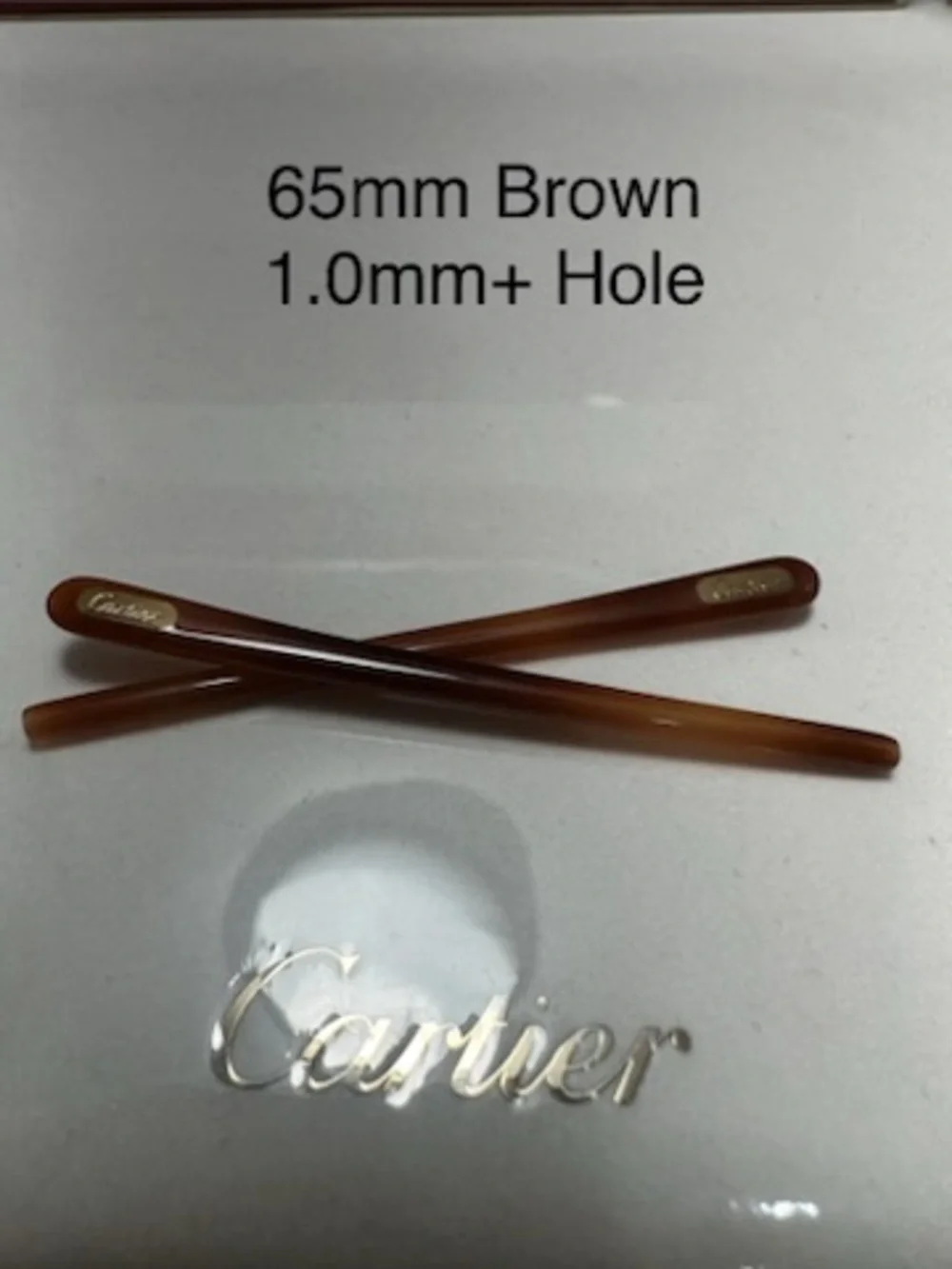Cartier Eyeglasses Temple Tips 1 pair Brown 65mm Standard Hole 1.0mm New